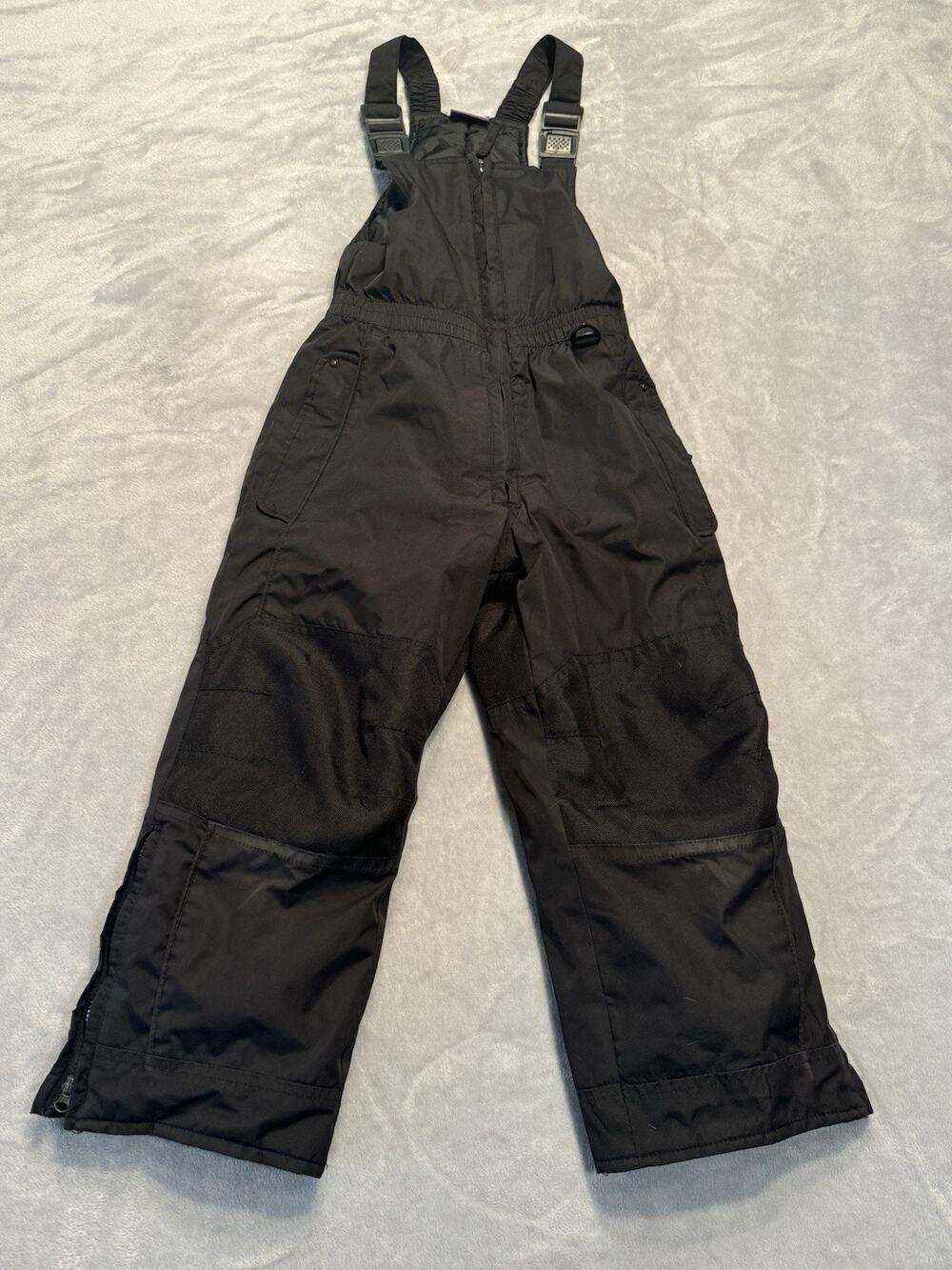 Size 4/5 Ski Snow Suit Bibs Overalls Youth Black Kids Cold Outdoors Zip Snaps